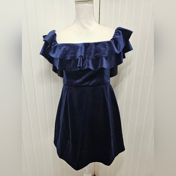 Elegant Navy Off-Shoulder Dress Asos Mini Dress 8 - Picture 1 of 4